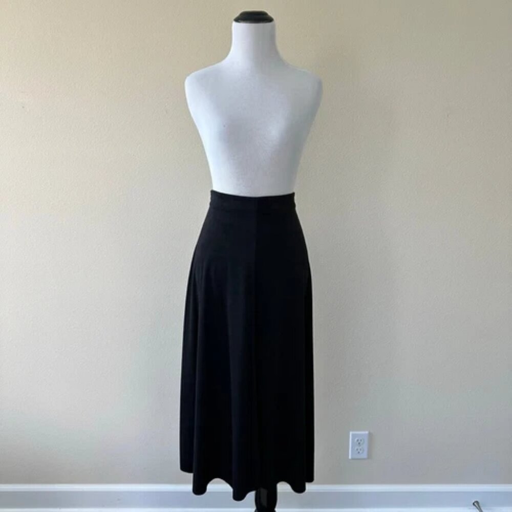 Zara Women Black A Line Midi Suede Finish Skirt Size Medium